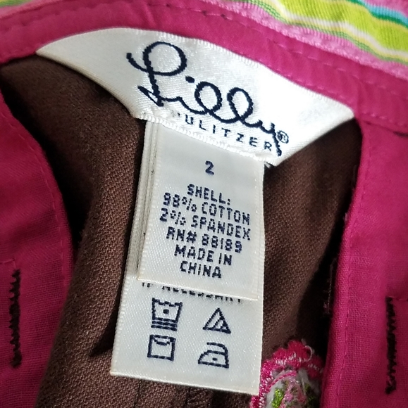 Lilly Pulitzer Embroidered Corduroy Floral Skirt Brown Pink Size 2 - Picture 5 of 5